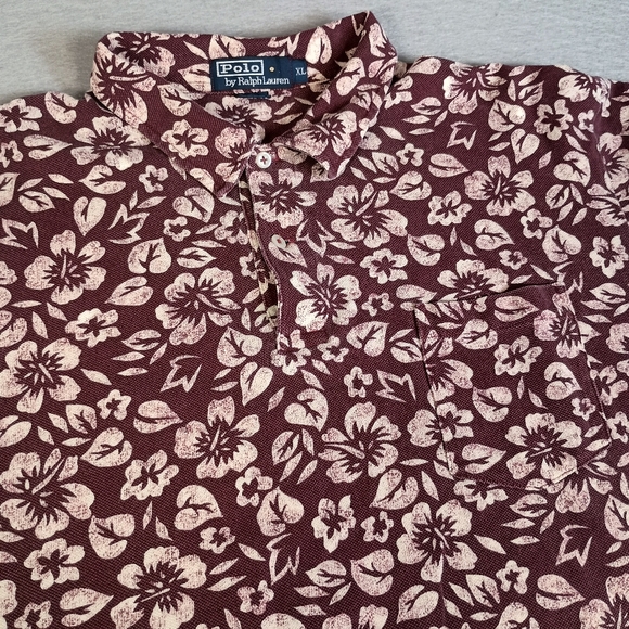 Polo Ralph Lauren Other - Polo by Ralph Lauren Floral Surf Beach 90's Y2K Mens XL Hawaiian Maroon Polo